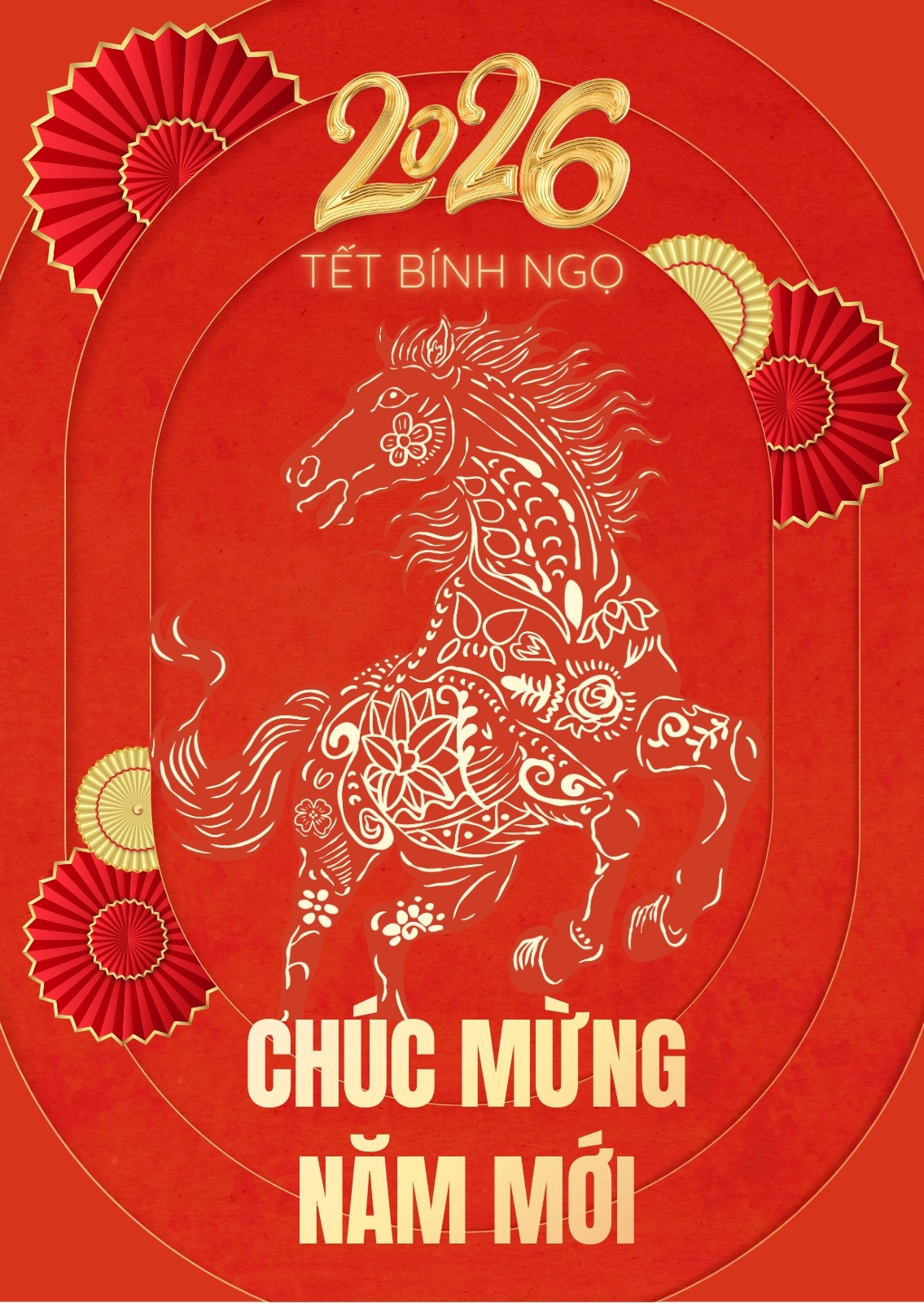 Đỏ Và Vàng Cổ Điển Năm Mới Thiệp