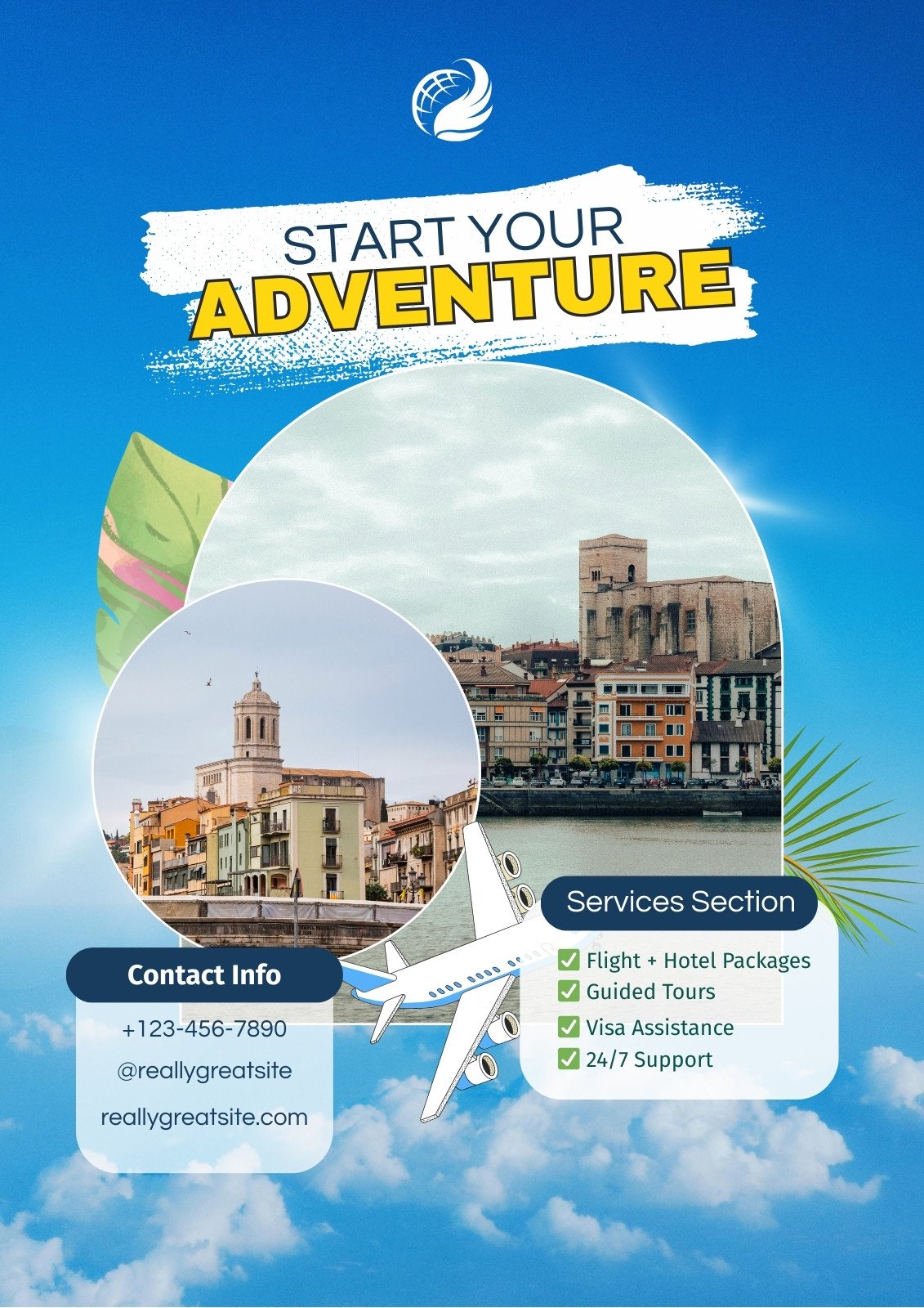 Blue and White Modern Travel Adventure Agency Promotion Poster A3