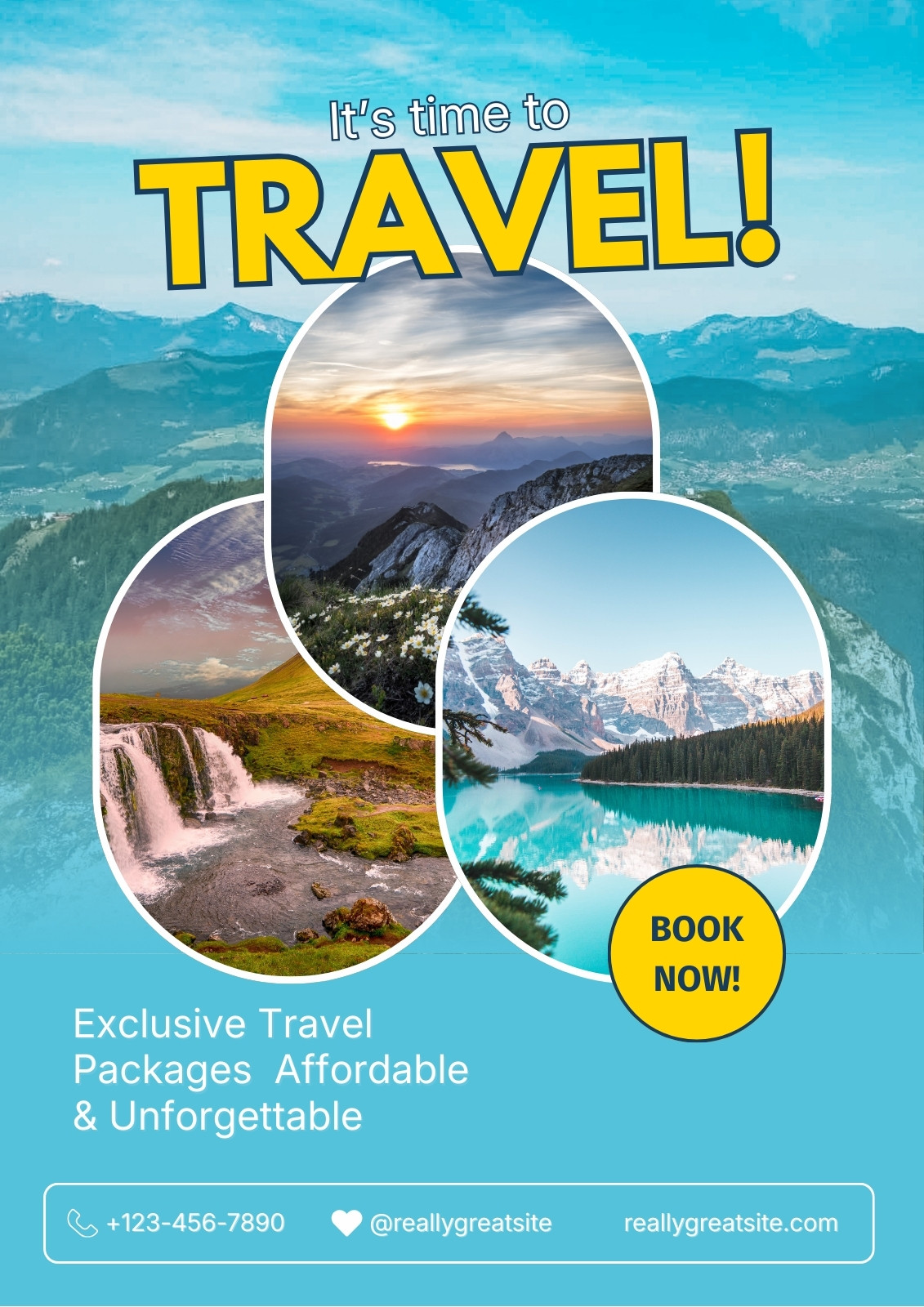 Blue and White Modern Simple Travel Adventure Agency Promotion Poster A3