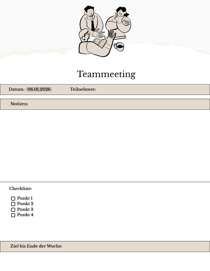 Beige Schwarz Einfach Teammeeting Dokument Business Planung