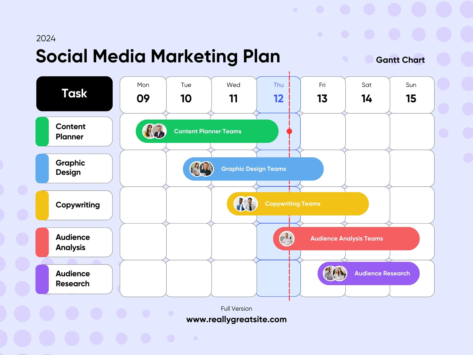 Modern Colorful Marketing Plan Timeline Progress Gantt Chart