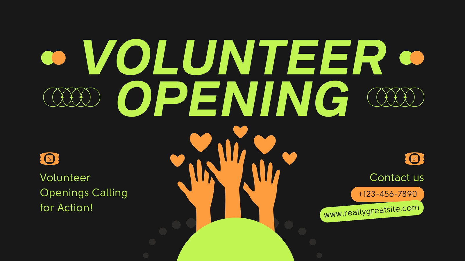 Black Green And Orange Illustrated Volunteer Opening Twitter Post