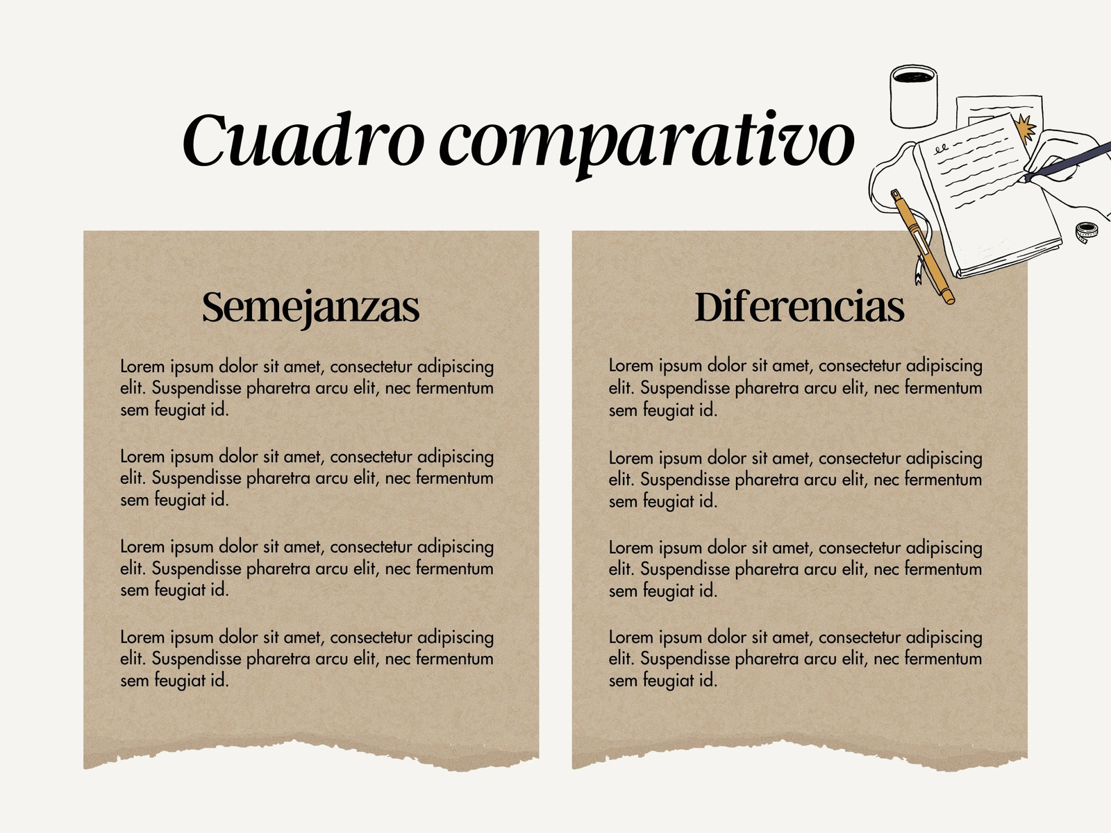 Gráfico Cuadro Comparativo Ilustrado Scrapbook Marrón Negro Crema