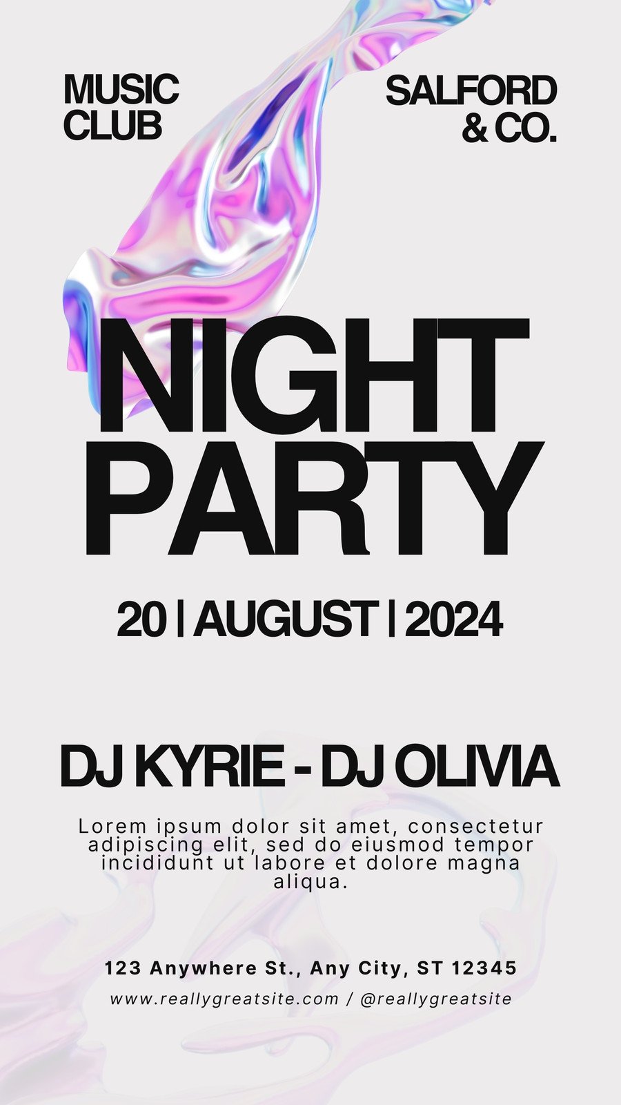 Black and White Holographic Night Party Instagram Story