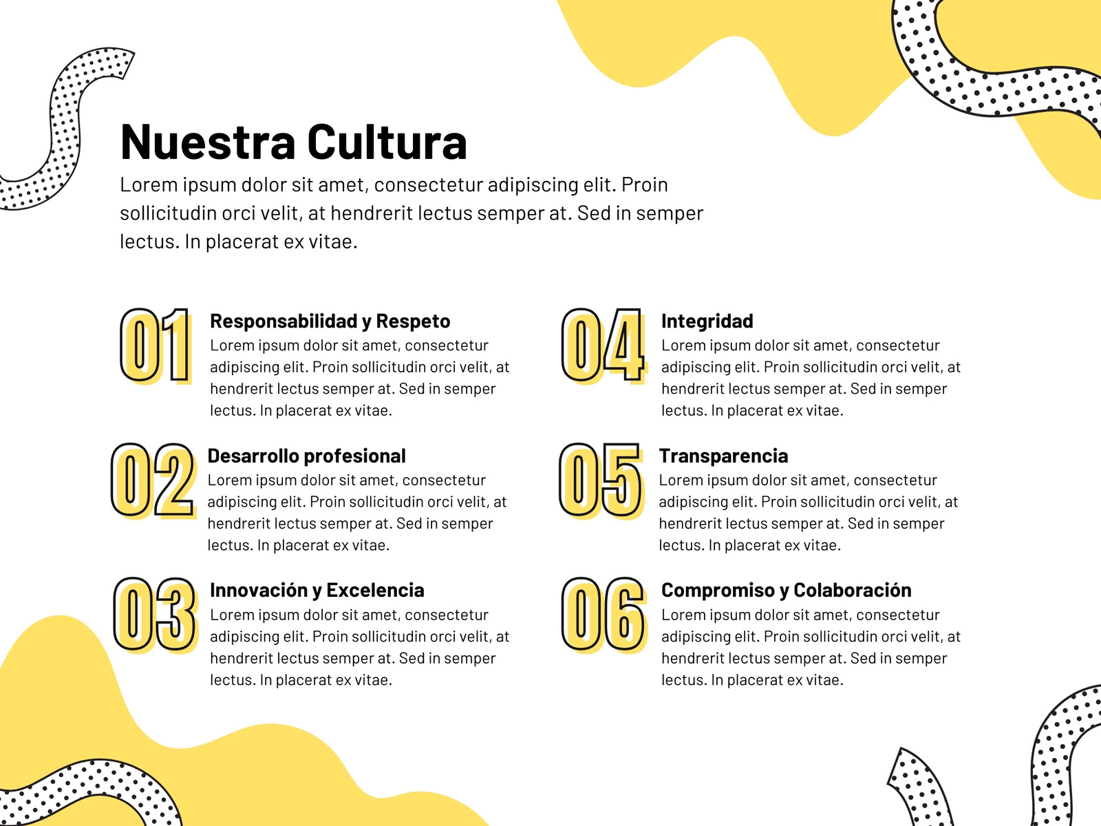Grafico cultura de la empresa creativo orgánico amarillo y blanco