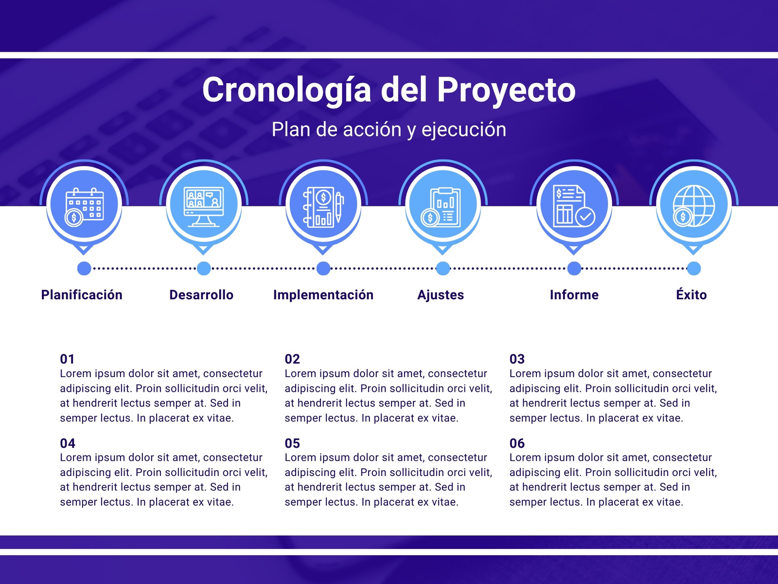 Grafico cronología del proyecto corporativo profesional azul