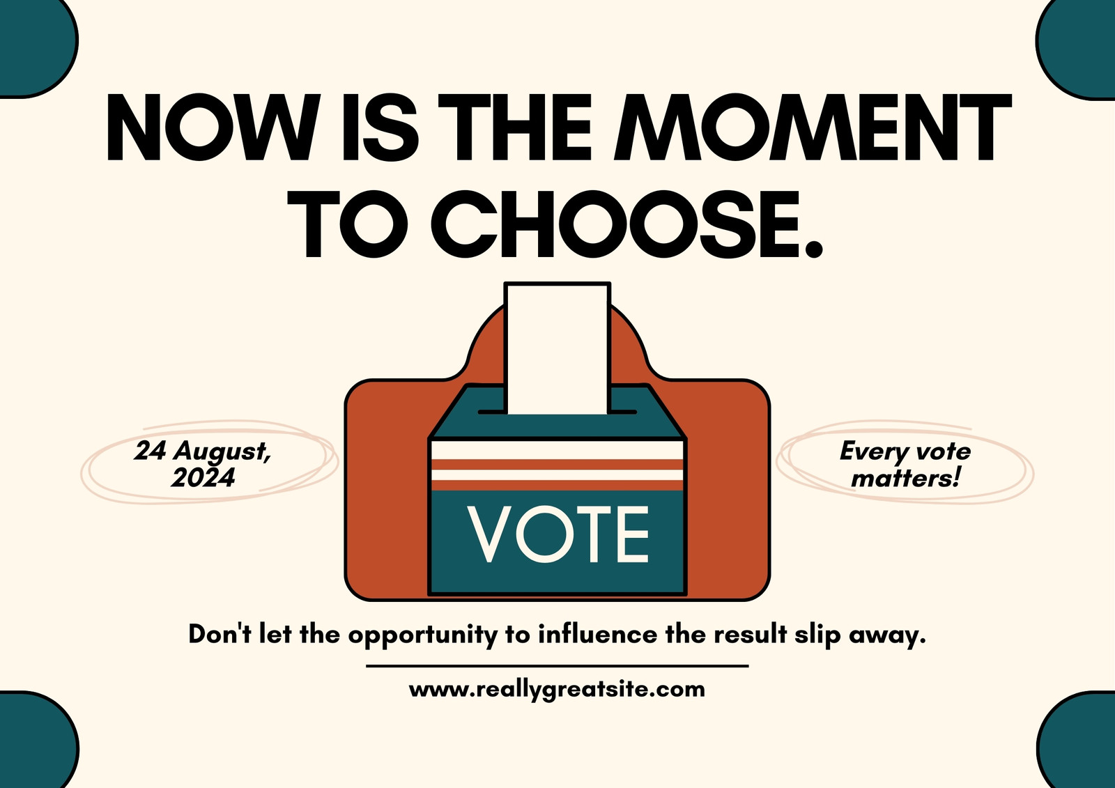 Beige and Green Illustrated Election Poster