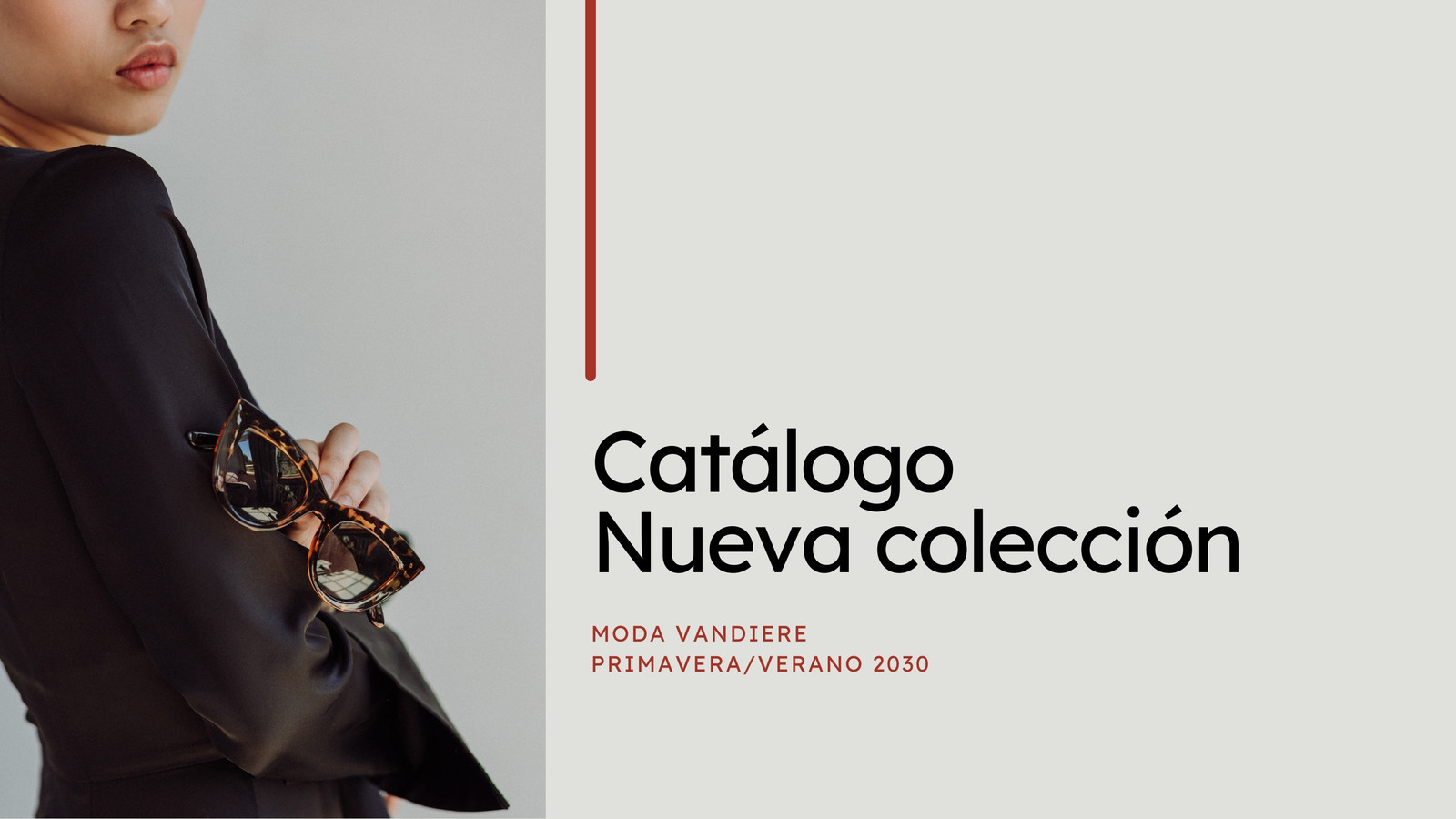 Presentación Catálogo Productos Moda Elegante Llamativo Moderno Fotográfico Minimalista Beige Gris Negro Rojo