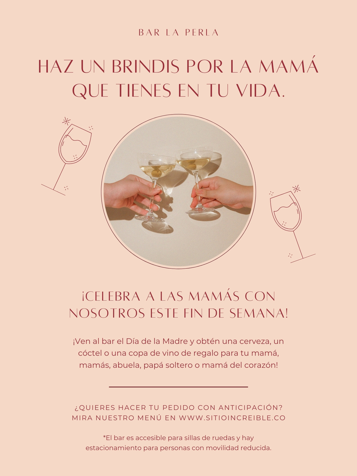 Durazno y Rojo Moderno Femenino Negocio Día de la Madre Póster