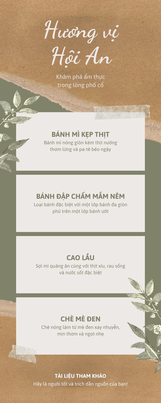 Infographic Chứa nhiều thông tin Ẩm thực Ảnh ghép Nâu vàng Xanh ô liu