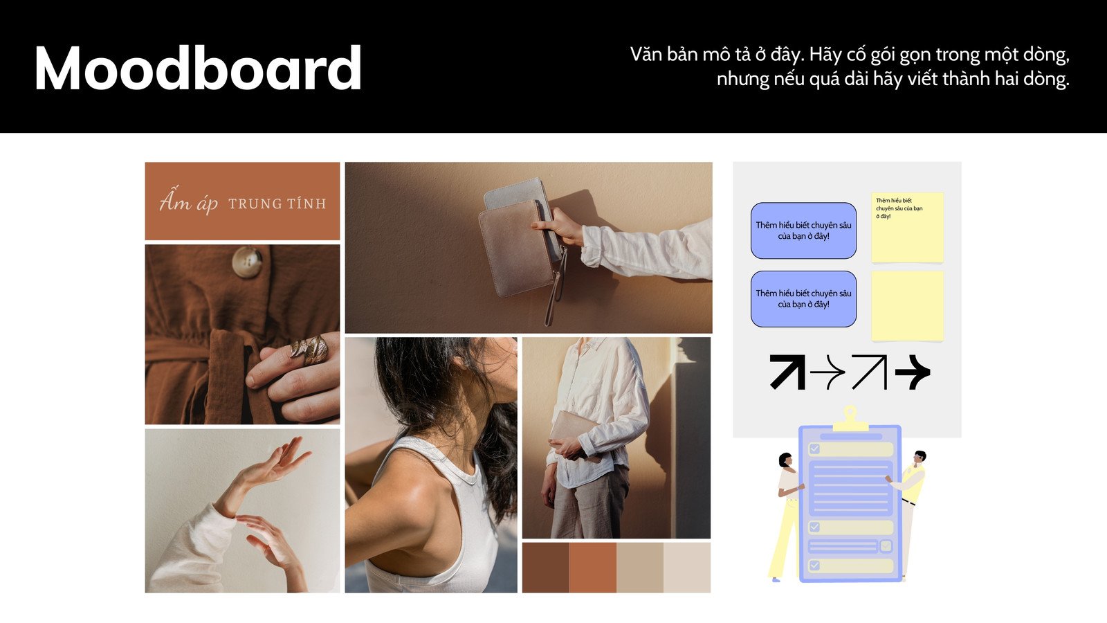 Whiteboard Moodboard Đen Tím hoa cà Vàng Khối màu
