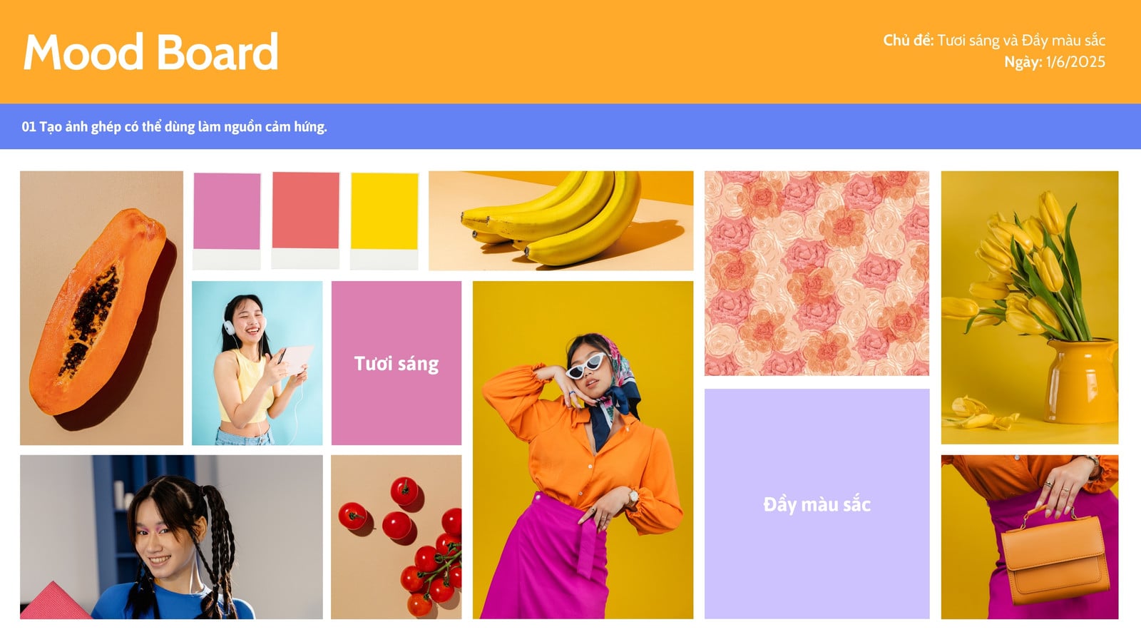 Whiteboard Lên ý tưởng Mood Board Đỏ Trắng Đơn giản