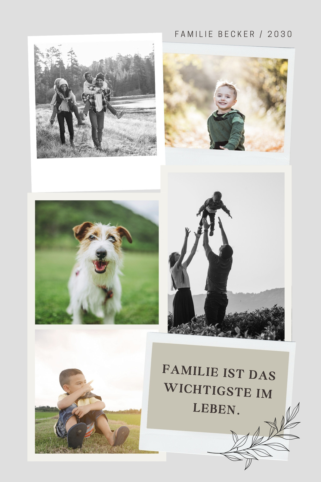 Grün Creme Weiß Fotografisch Collage Kind Eltern Familie Fotocollage
