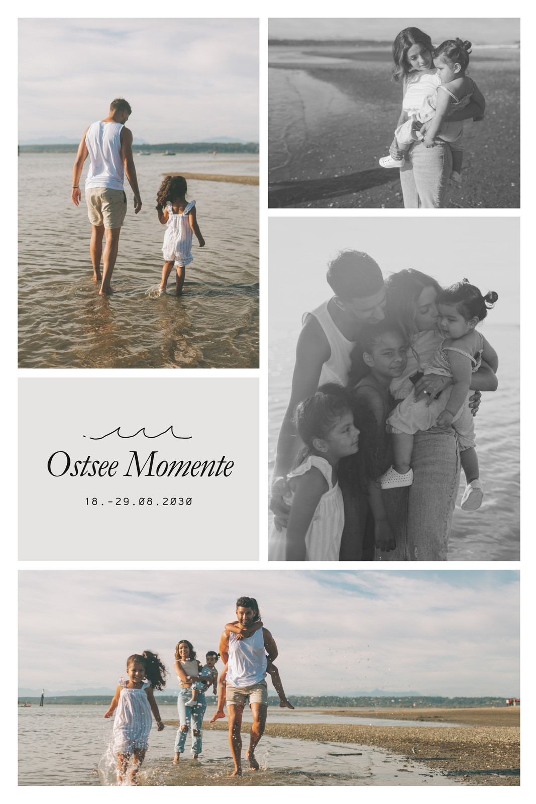Weiß Grau Einfach Modern Meer Familie Foto Collage