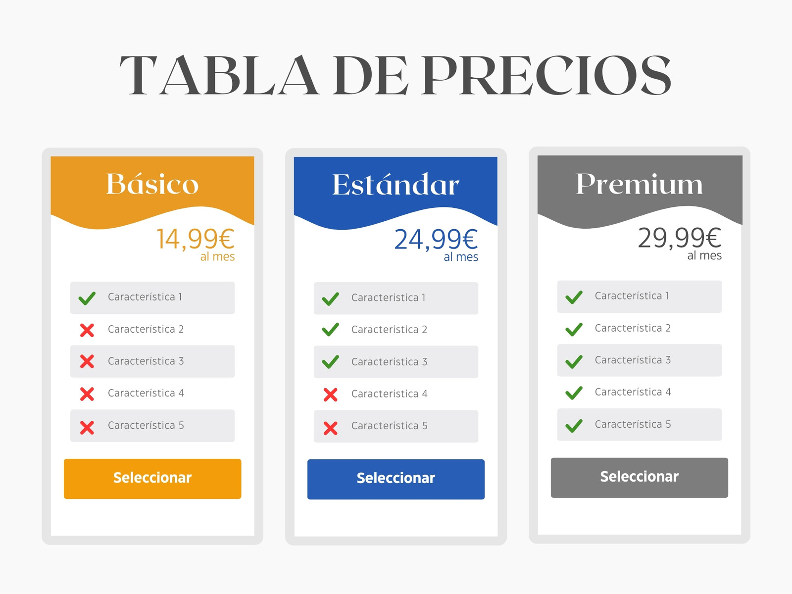 Gráfico Tabla de Precios Profesional Sencillo Azul, Gris y Amarillo