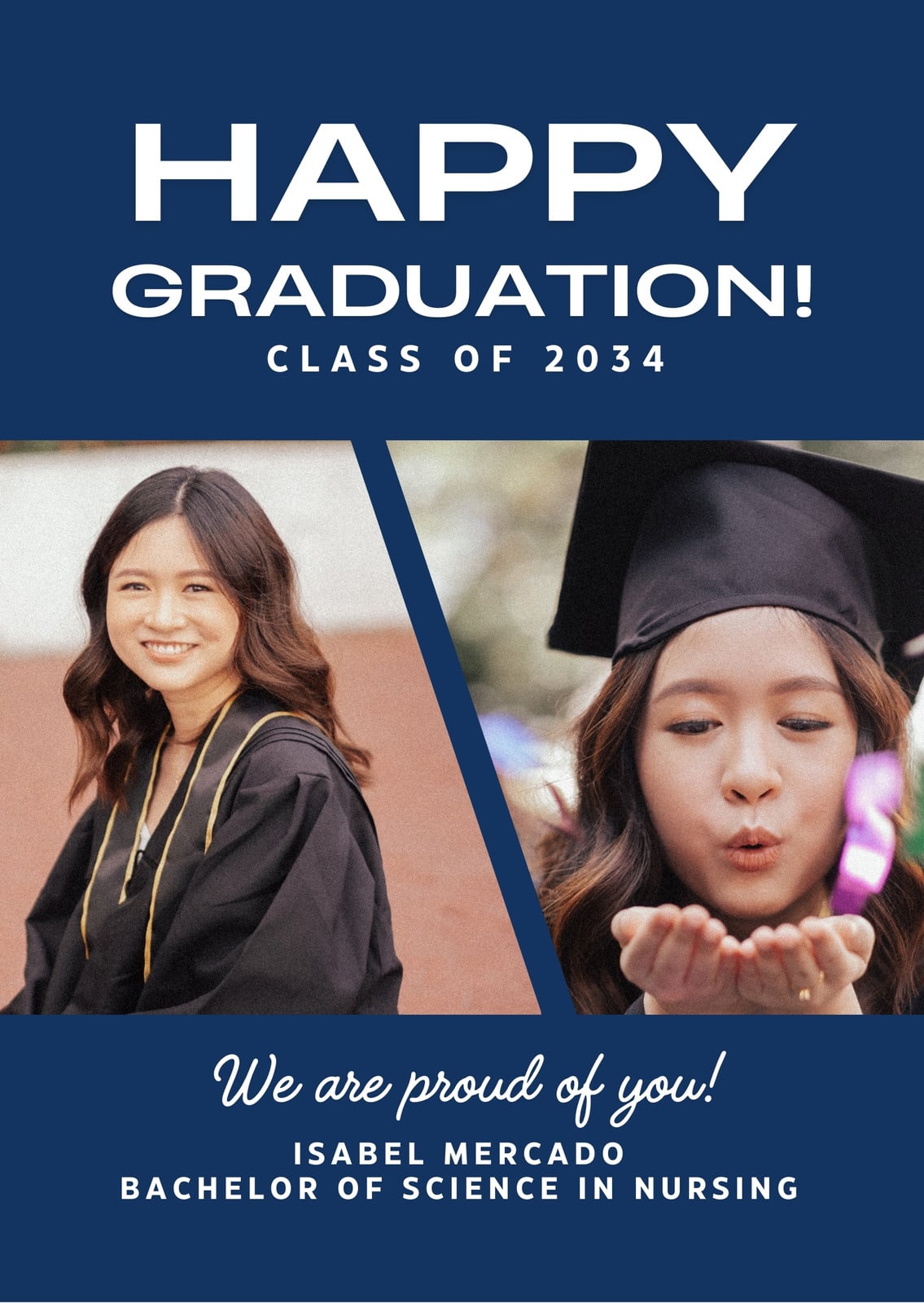 holographic business card mockup Graduation Party Invitation Postcard with photos on front & back – Designed  By Brenda