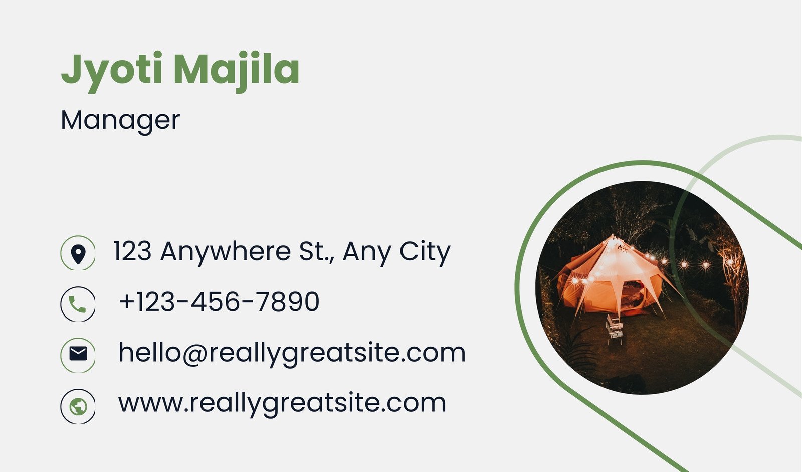 Green Camping Company Business Card