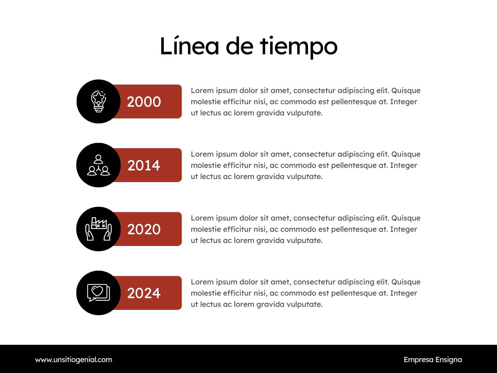 Gráfico Línea de Tiempo Minimalista Profesional Moderno Negro Rojo Blanco