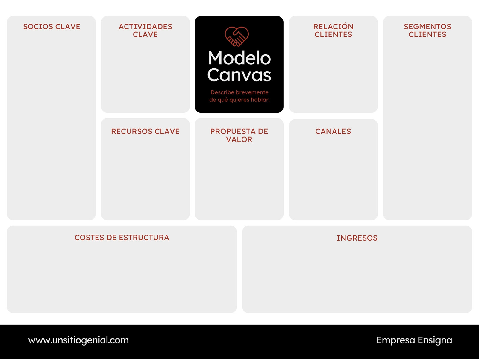 Gráfico Modelo Canvas Moderno Elegante Minimalista Profesional Gris Negro Rojo