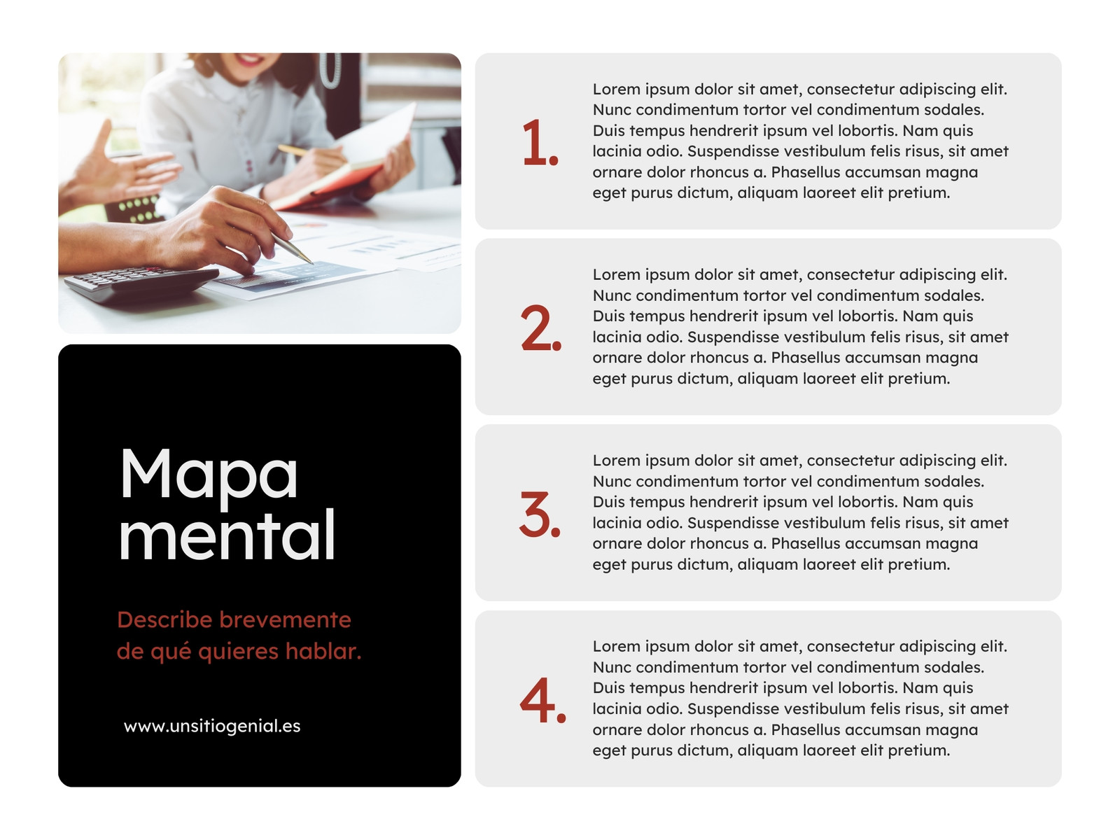 Gráfico Mapa Conceptual Minimalista Moderno Estético Profesional Gris Negro Rojo blanco