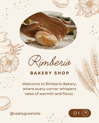 Rustic Organic Bakery Shop Carousel Instagram Post Canva template, brown