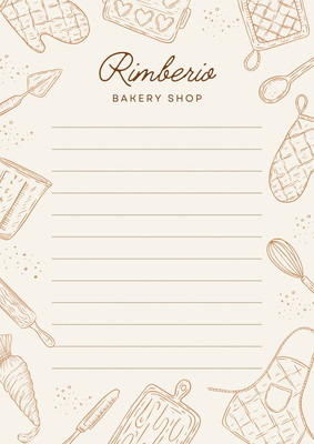 Vintage Rustic Bakery Shop Cooking Creative Page Border Canva template, beige