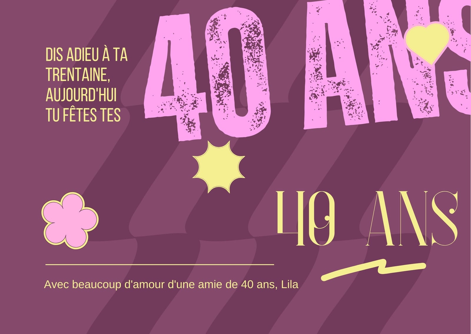 Carte anniversaire 40 ans moderne Carte anniversaire 40 ans moderne