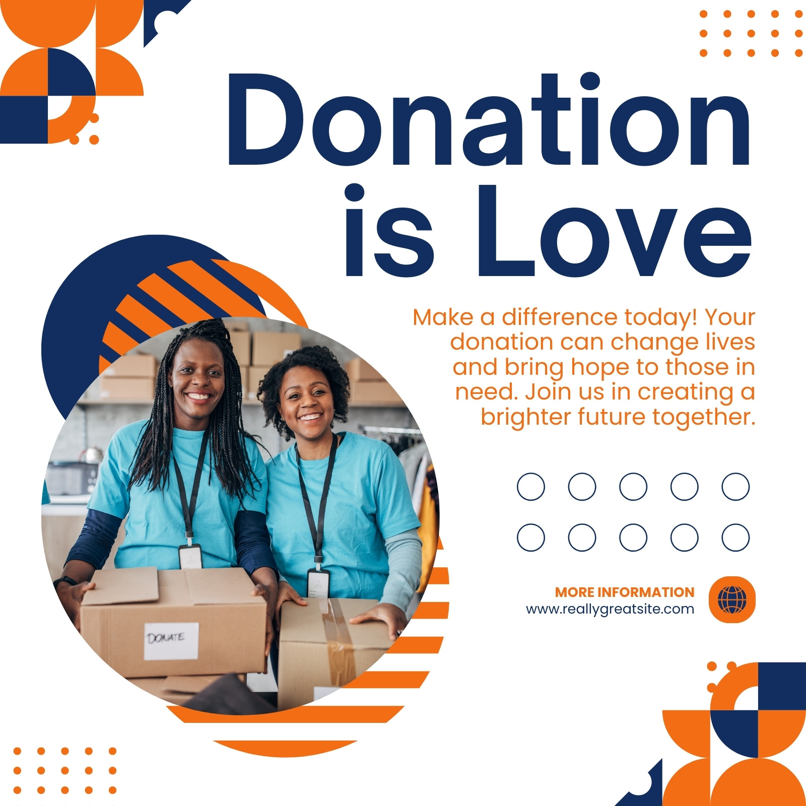 White and Orange Modern Donation Instagram Post
