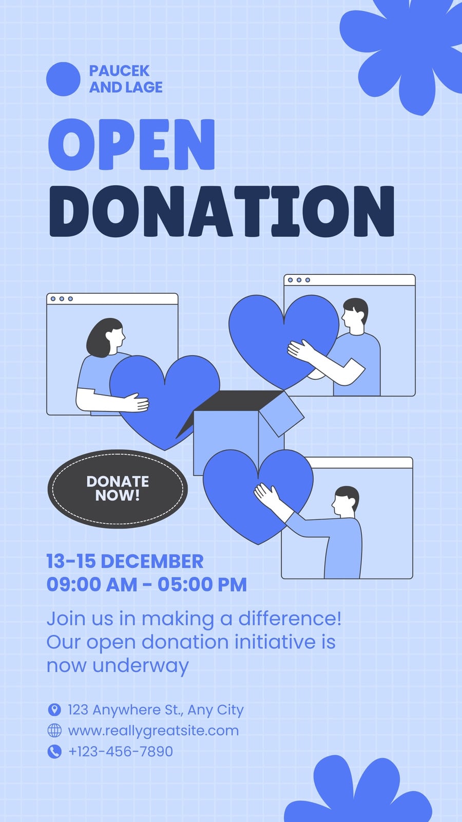 Blue Black Illustrative Open Donation Instagram Story