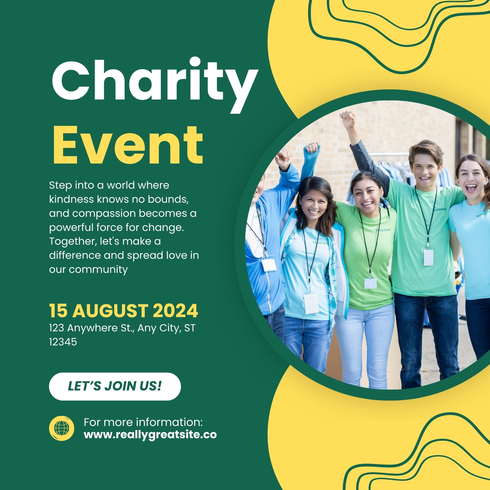 Green And Yellow Modern Charity Event Instagram Post