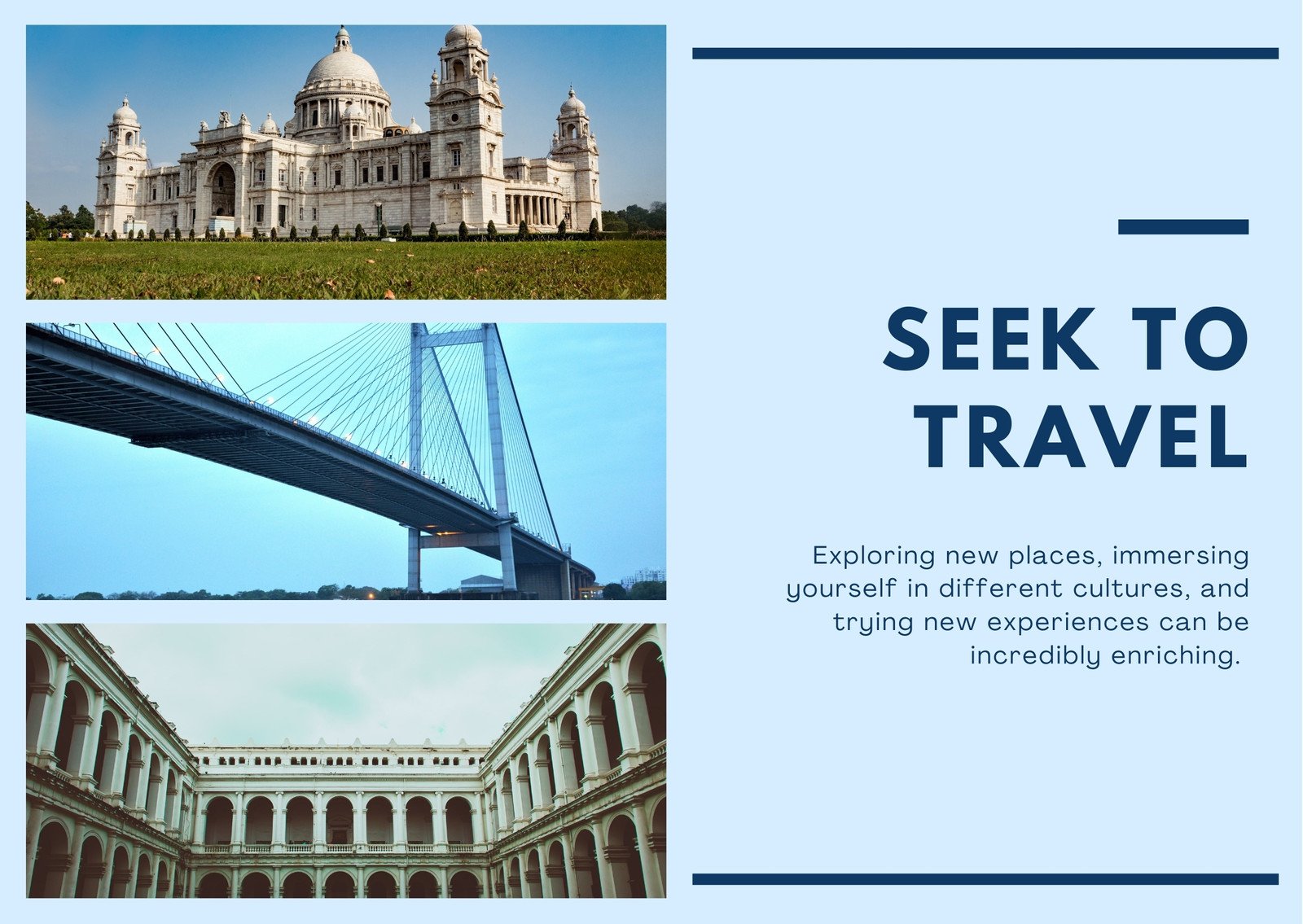 Dark Blue Photo Collage Travel Postcard