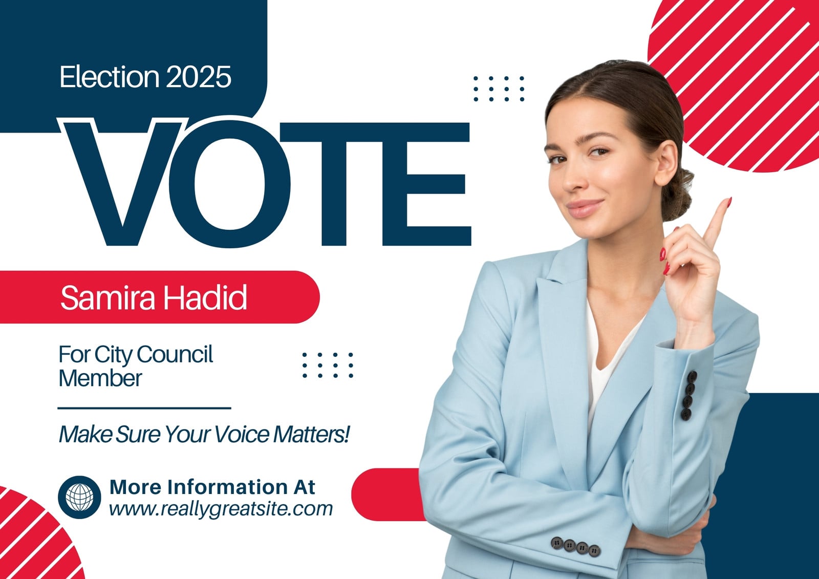 Dark Blue and Red Modern Election Poster
