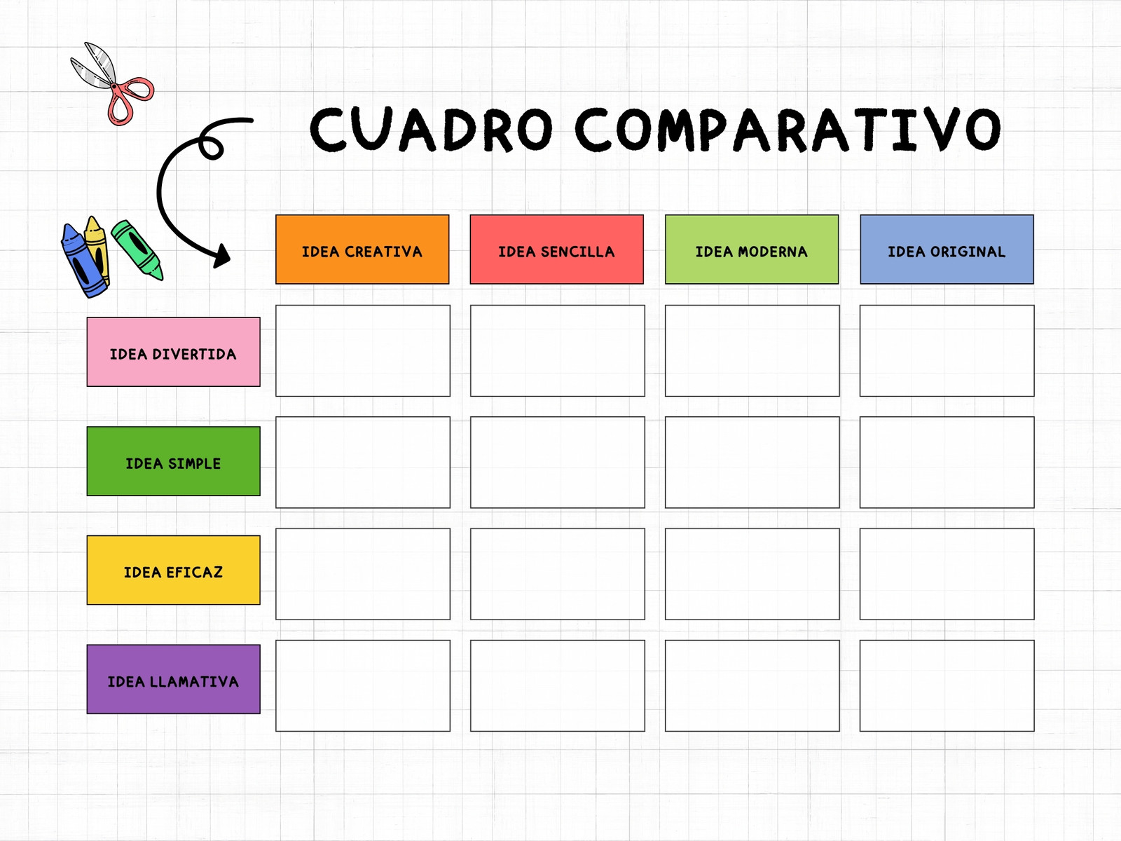 Grafico Tabla Comparativa Ideas Creativa Multicolor