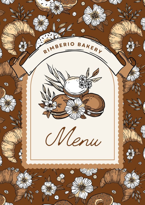 Elegant Rustic Bakery Cafe Menu Canva template, brown and beige