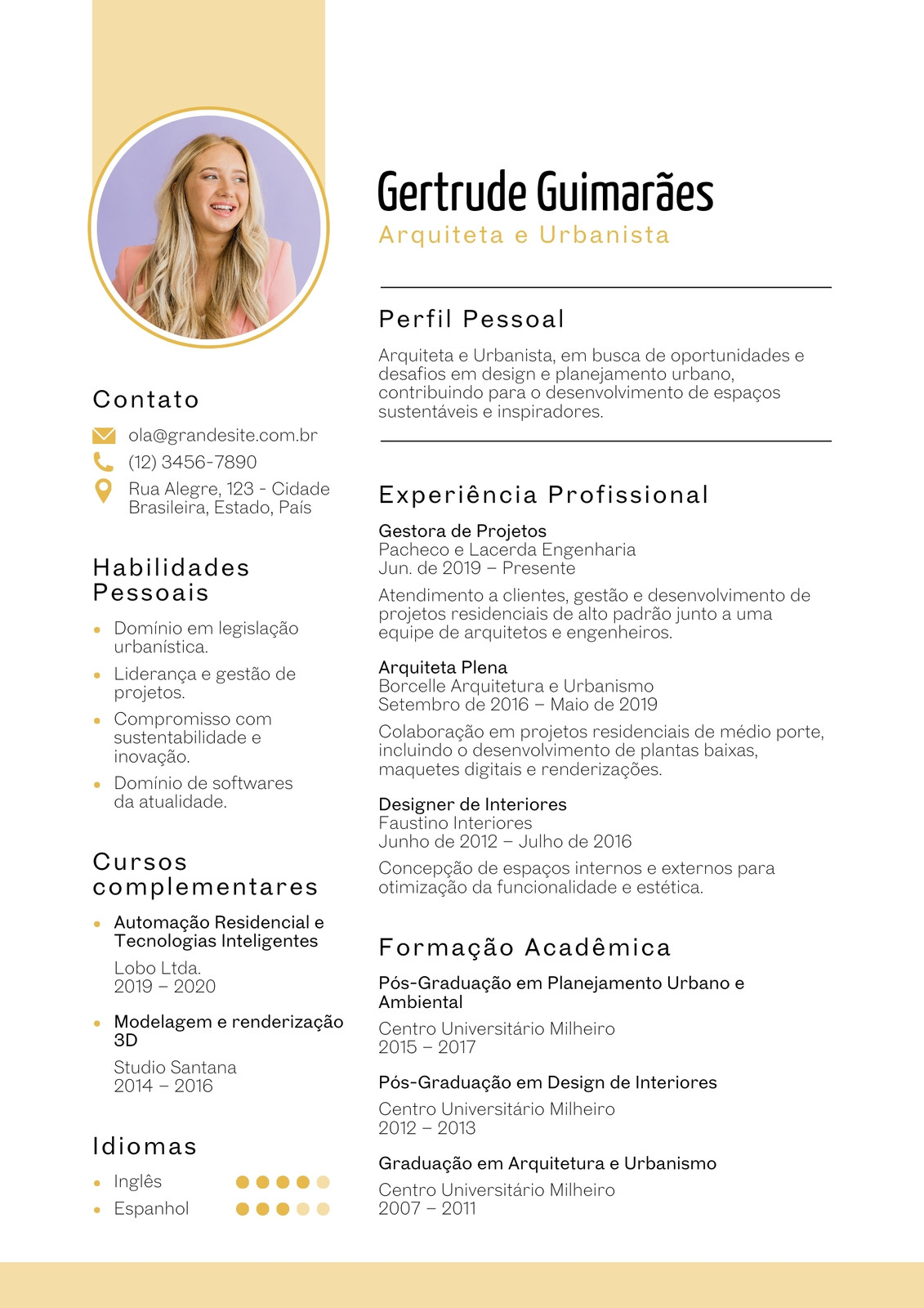 Currículo profissional área de humanas moderno elegante preto e branco