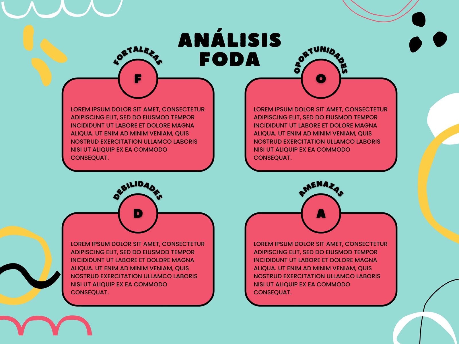 Gráfica Análisis FODA Vibrante y Dinámico Rosa