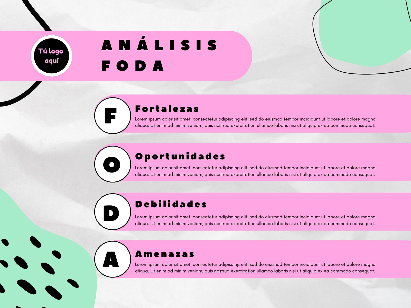 Gráfica Análisis FODA Garabatos Rosa