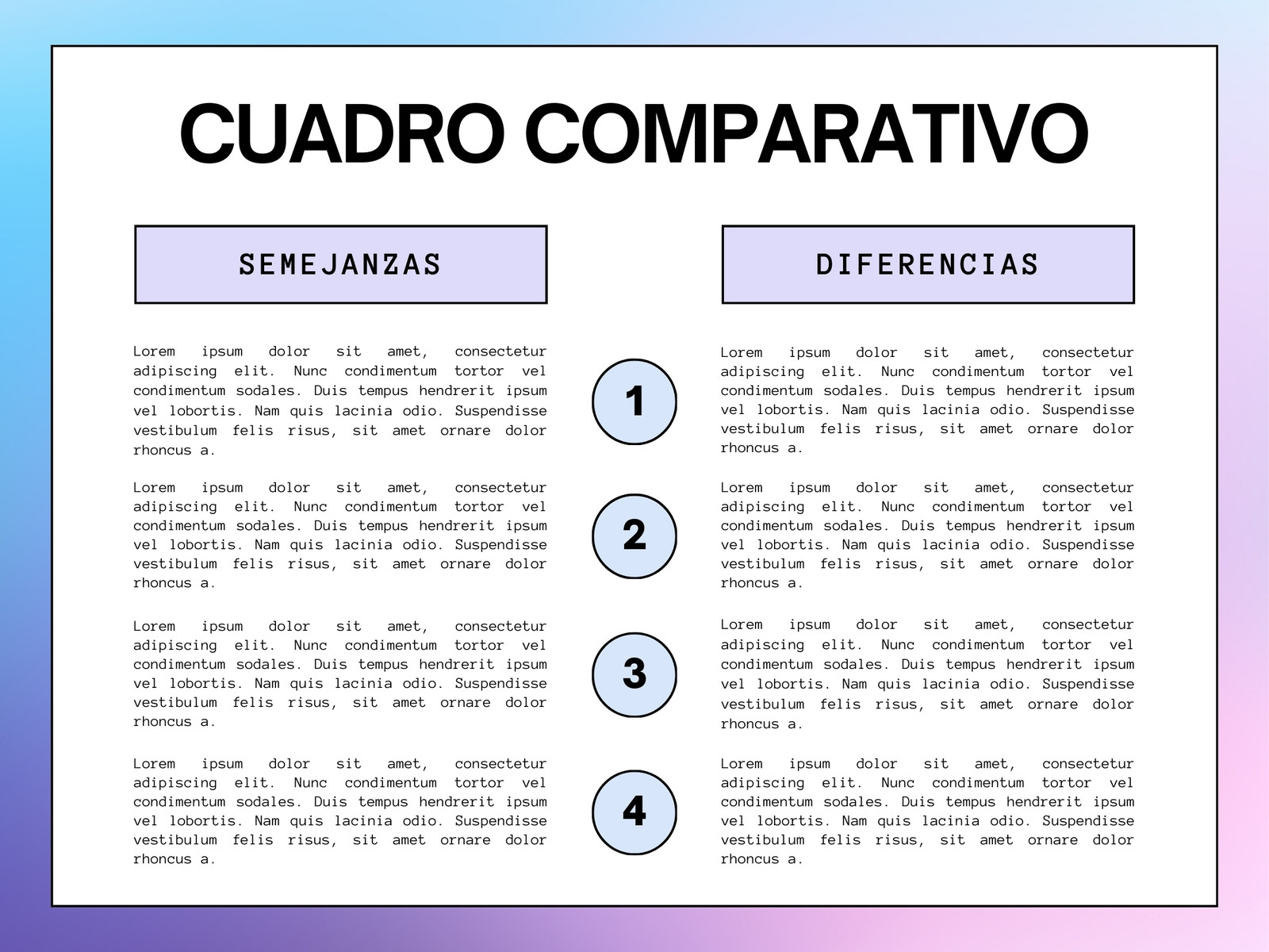 Gráfico Cuadro Comparativo Colorido Degradado Moderno Azul Lila Negro