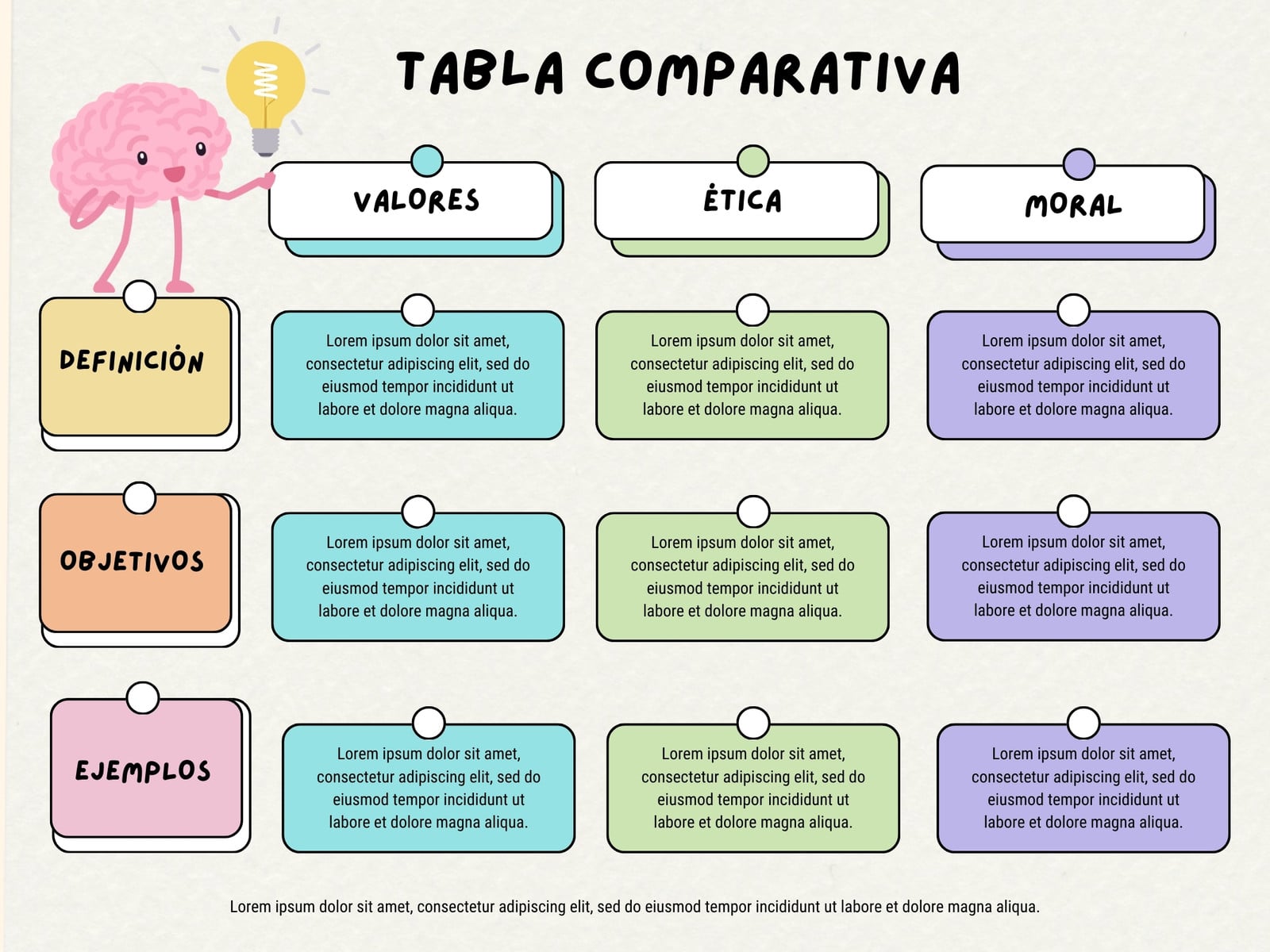 Gráfica Tabla Comparativa Creativa Colorida
