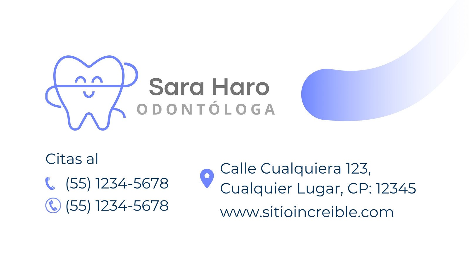 Tarjeta de Presentación Dentista Moderno Blanco