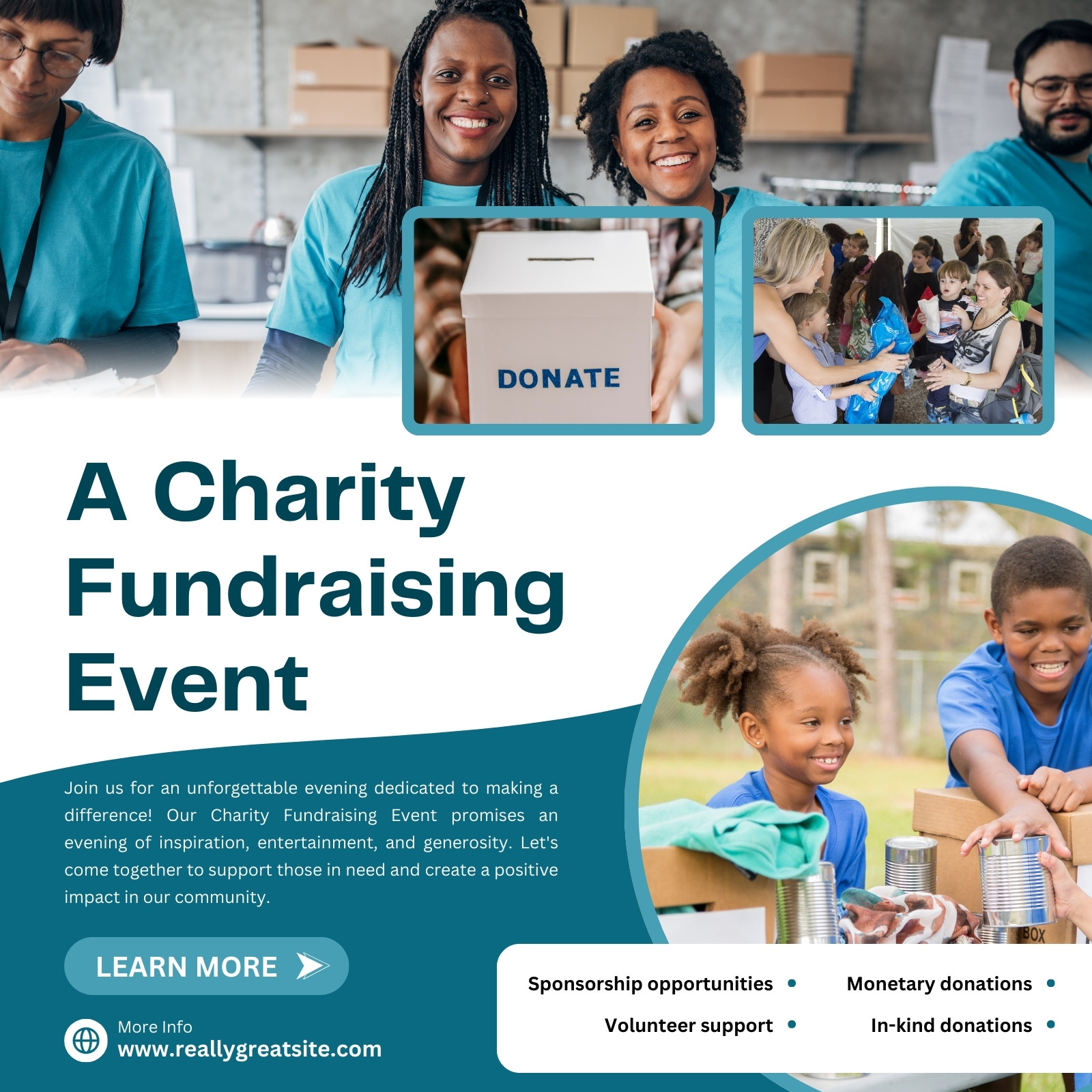 Blue And White Modern A Charity Fundraising Event Instagram Post