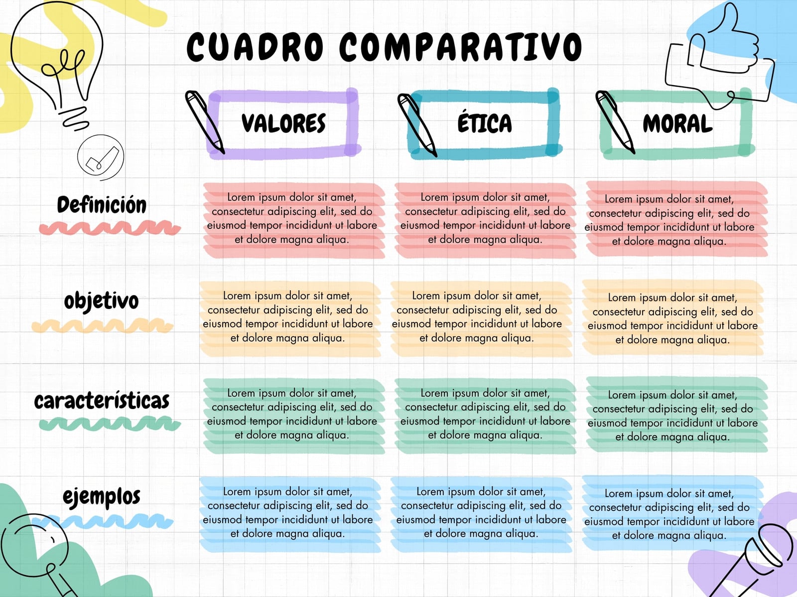 Gráfica Cuadro Comparativo Creativo Colorido