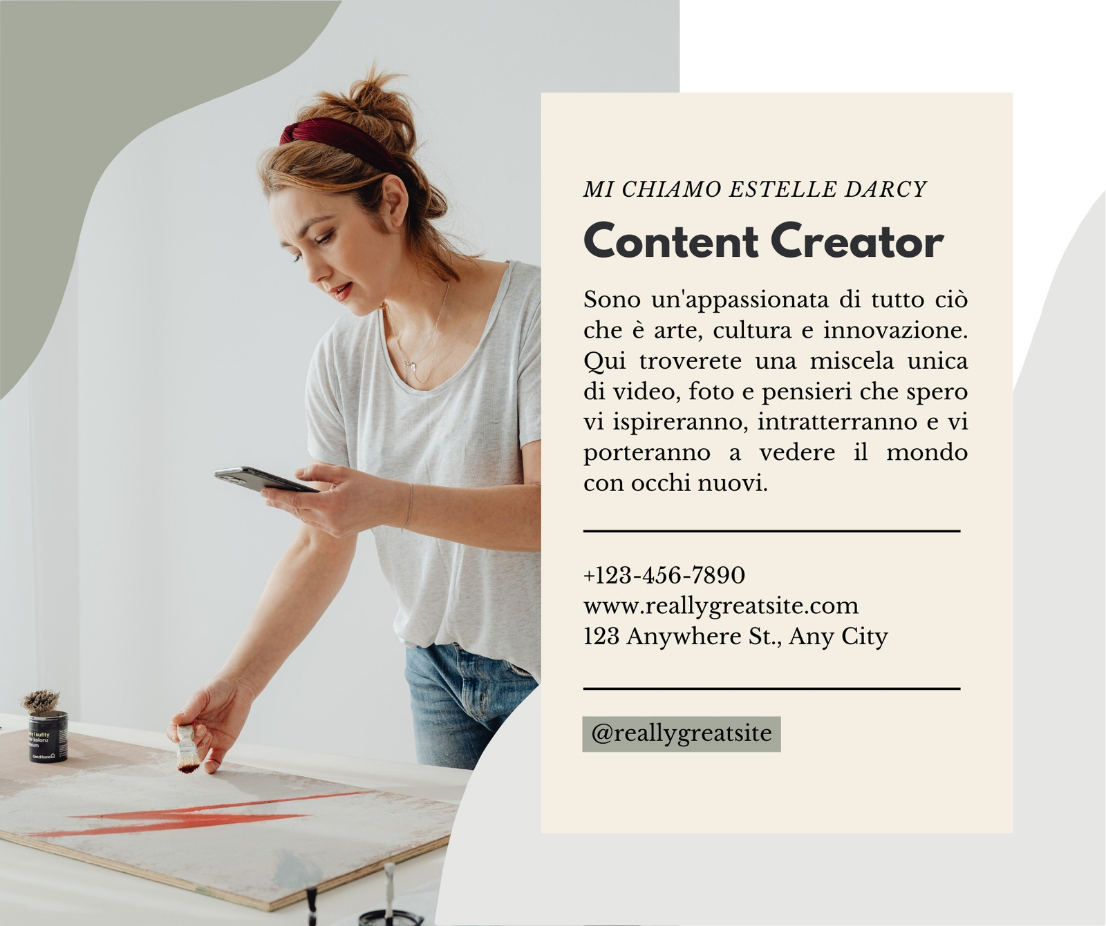 Crema e Nero Semplice Content Creator Post di Facebook