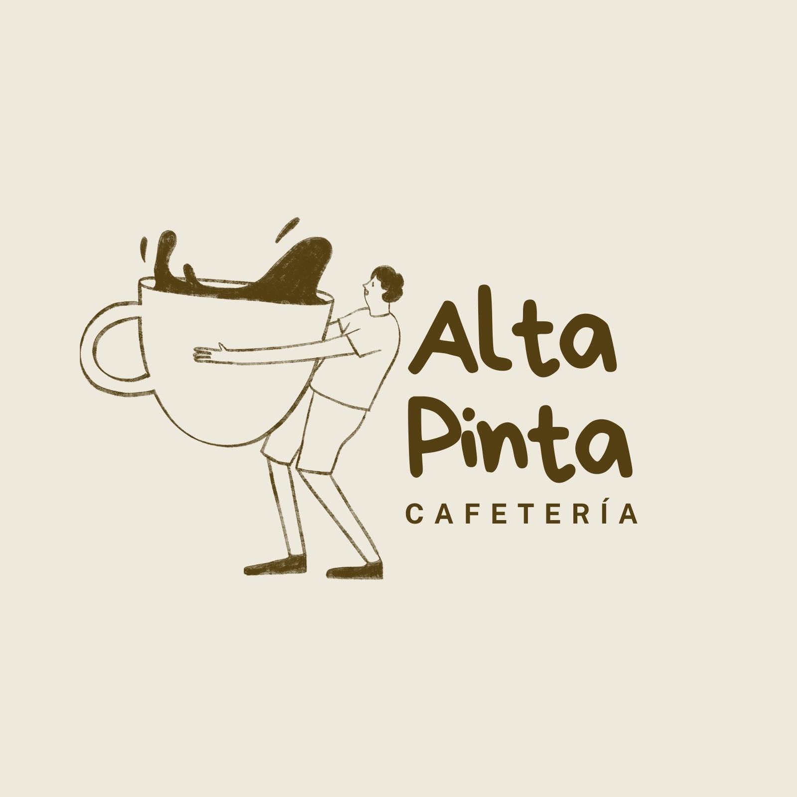 Logotipo Cafetería Comida Minimalista Dibujo Beige