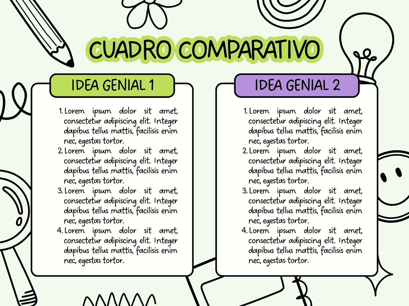 Gráfico cuadro comparativo creativo ilustrado negro