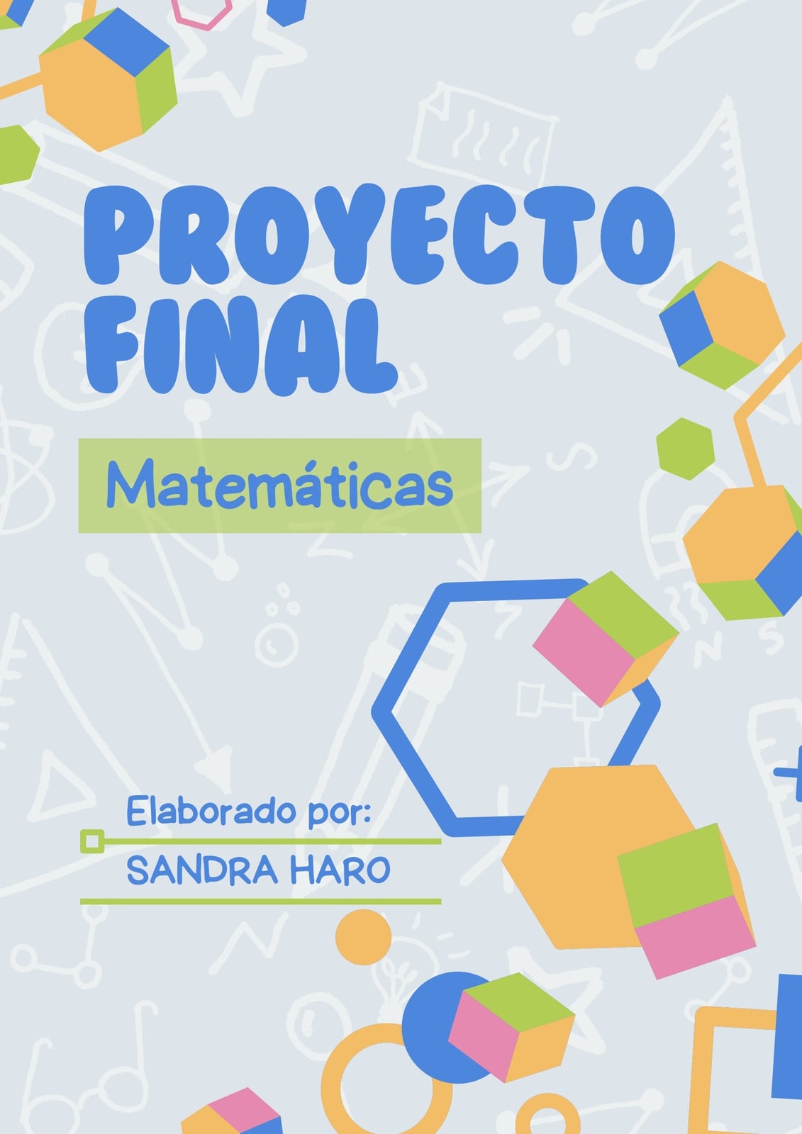 Portada de matemáticas - Cuaderno - Proyecto final - Geométrica y colorida