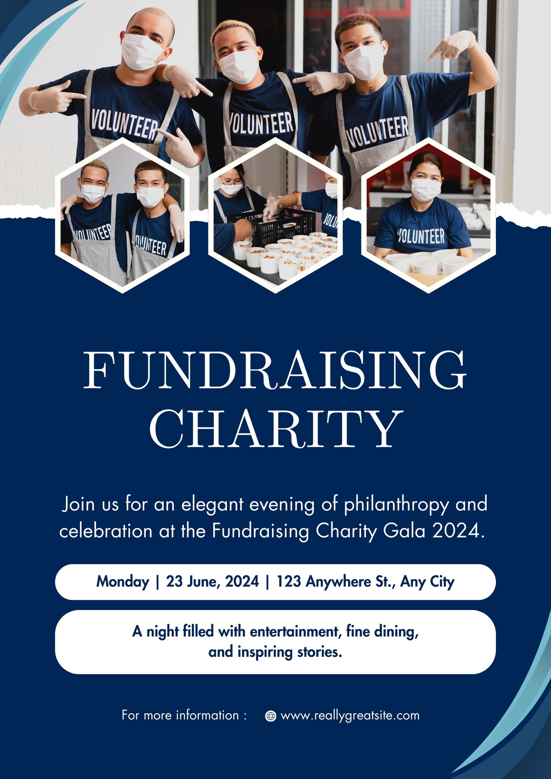 Blue and White Modern Fundraising Charity Flyer