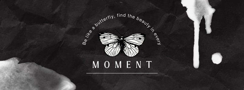 Elegant Butterfly Inspirational Quote Facebook Cover Canva template, black and white