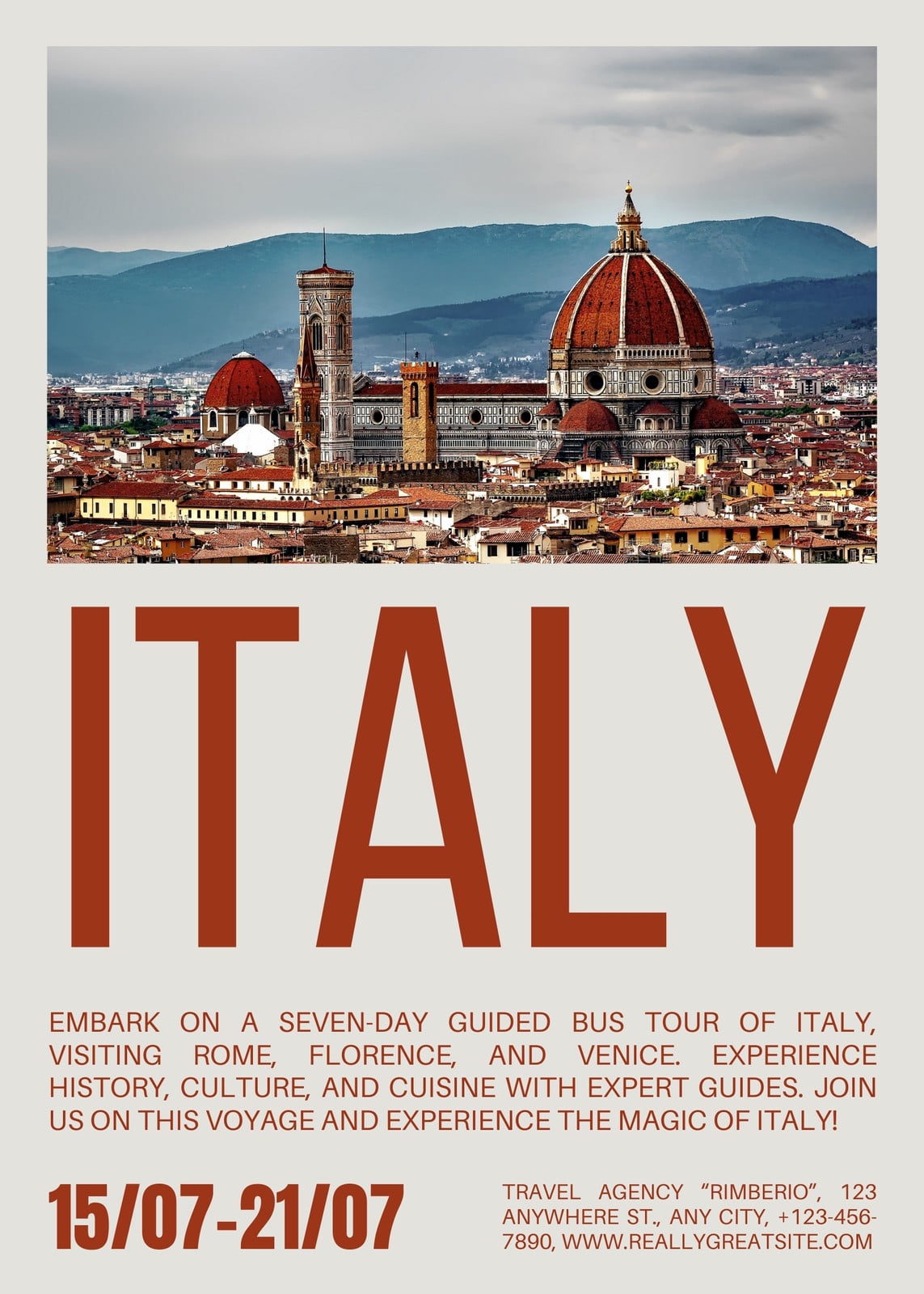 Beige Brown Simple Travel Agency Poster