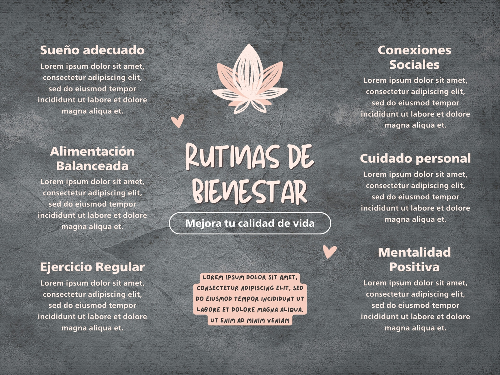 Mapa Conceptual Bienestar y Salud Delicado Rosa y Gris